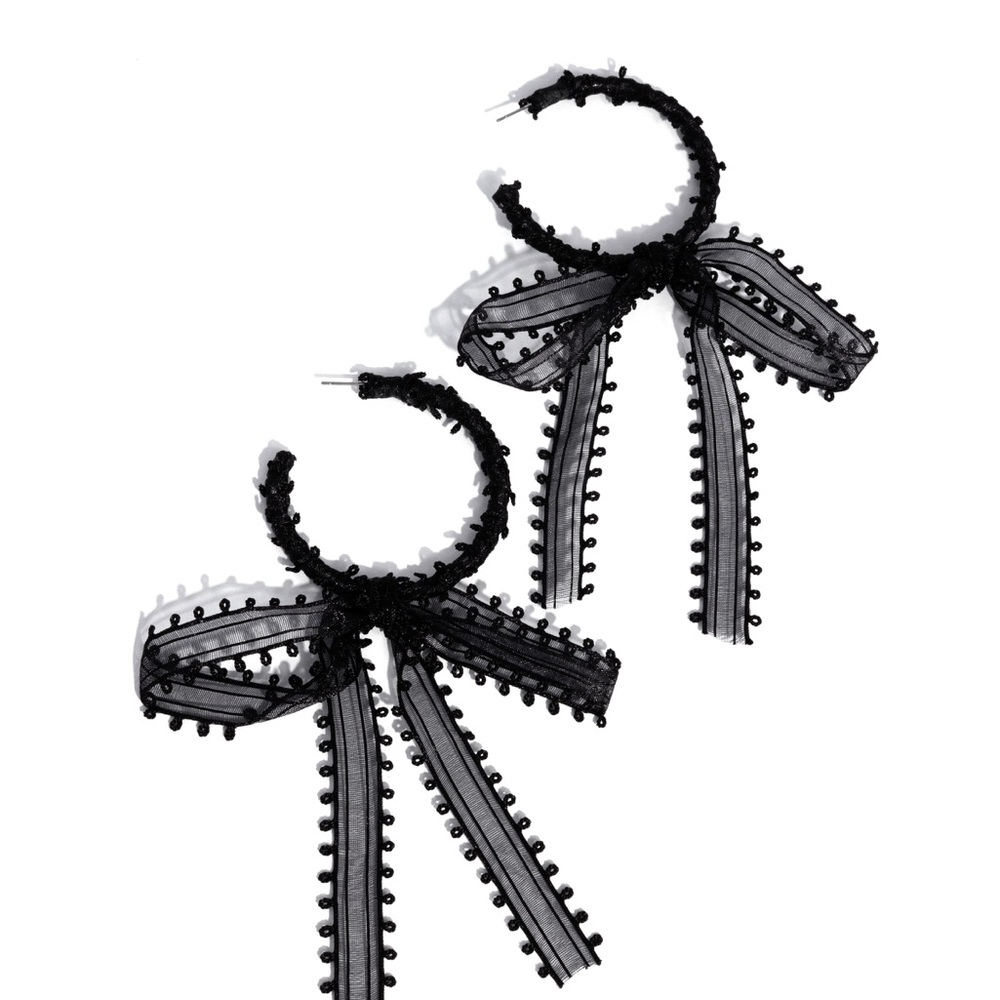 Paparazzi Black Ribbon Hoop Earrings